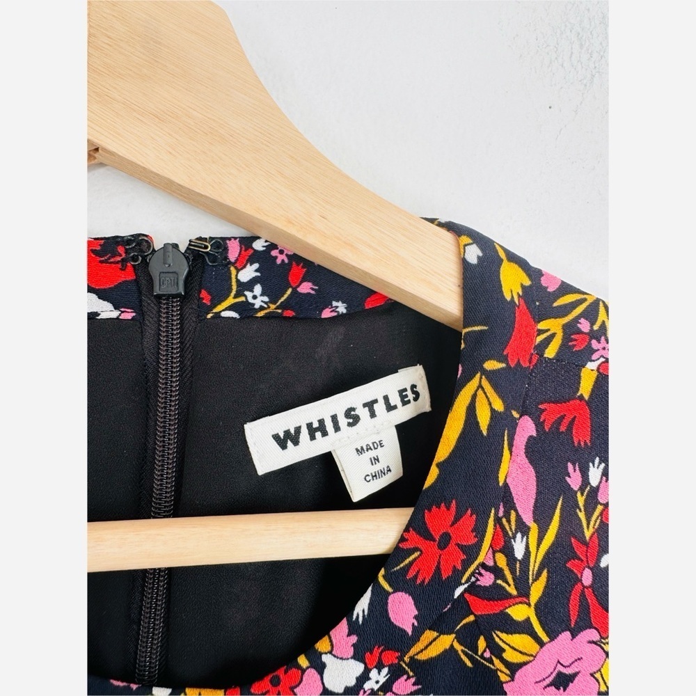 Whistles Floral Meadow Flippy Dress in Black and Pink - Picture 8 of 9